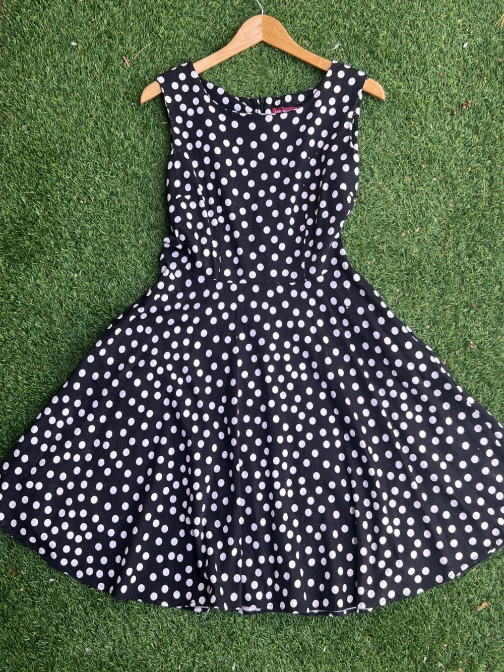 San Francisco Black & White Polka Dot Dress with Pockets